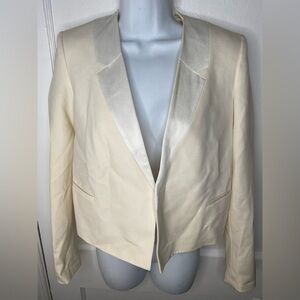 THEORY White/Cream Cropped Elegant Women's Blazer
